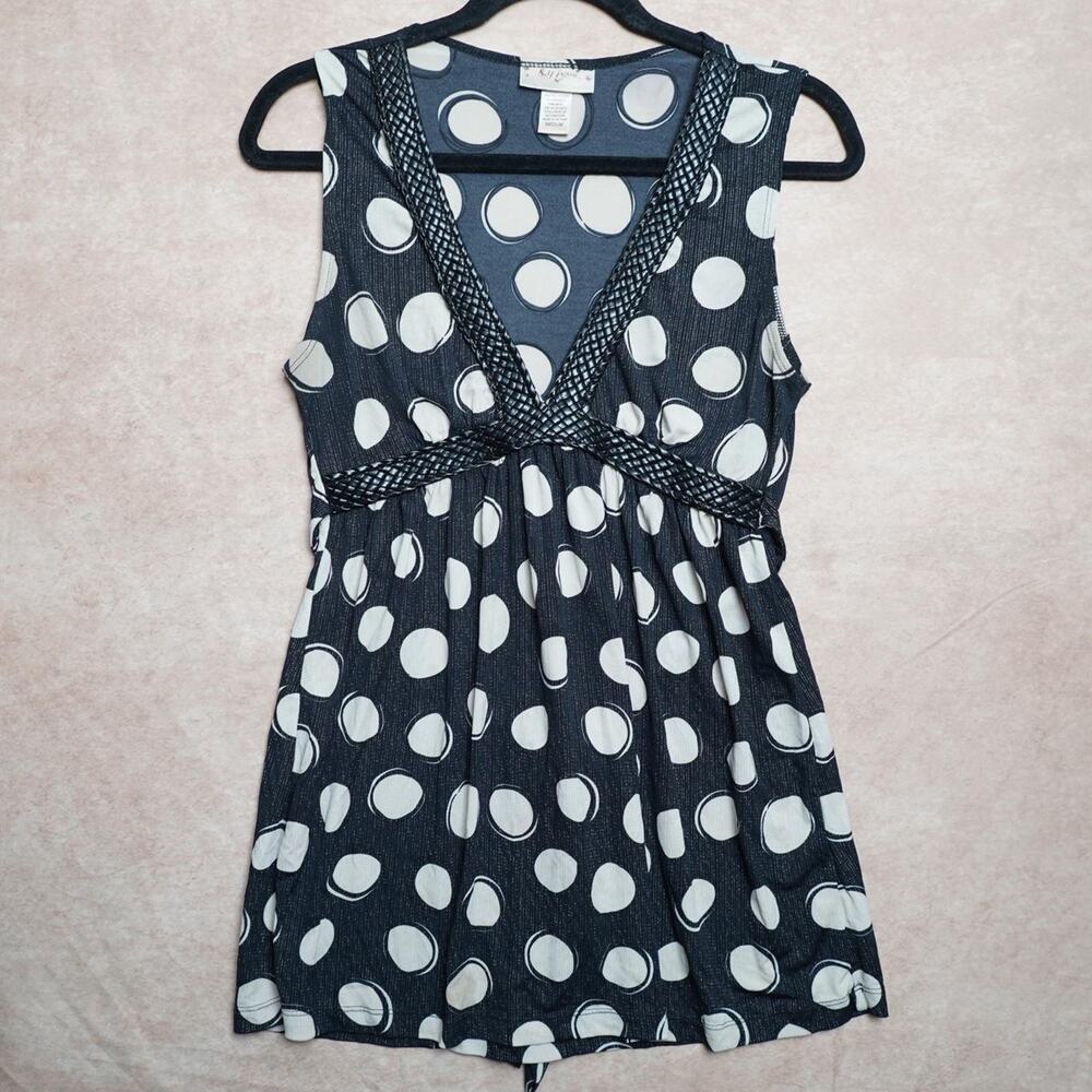 Self Esteem Polka Dot Sleeveless Tunic Top M Y2K